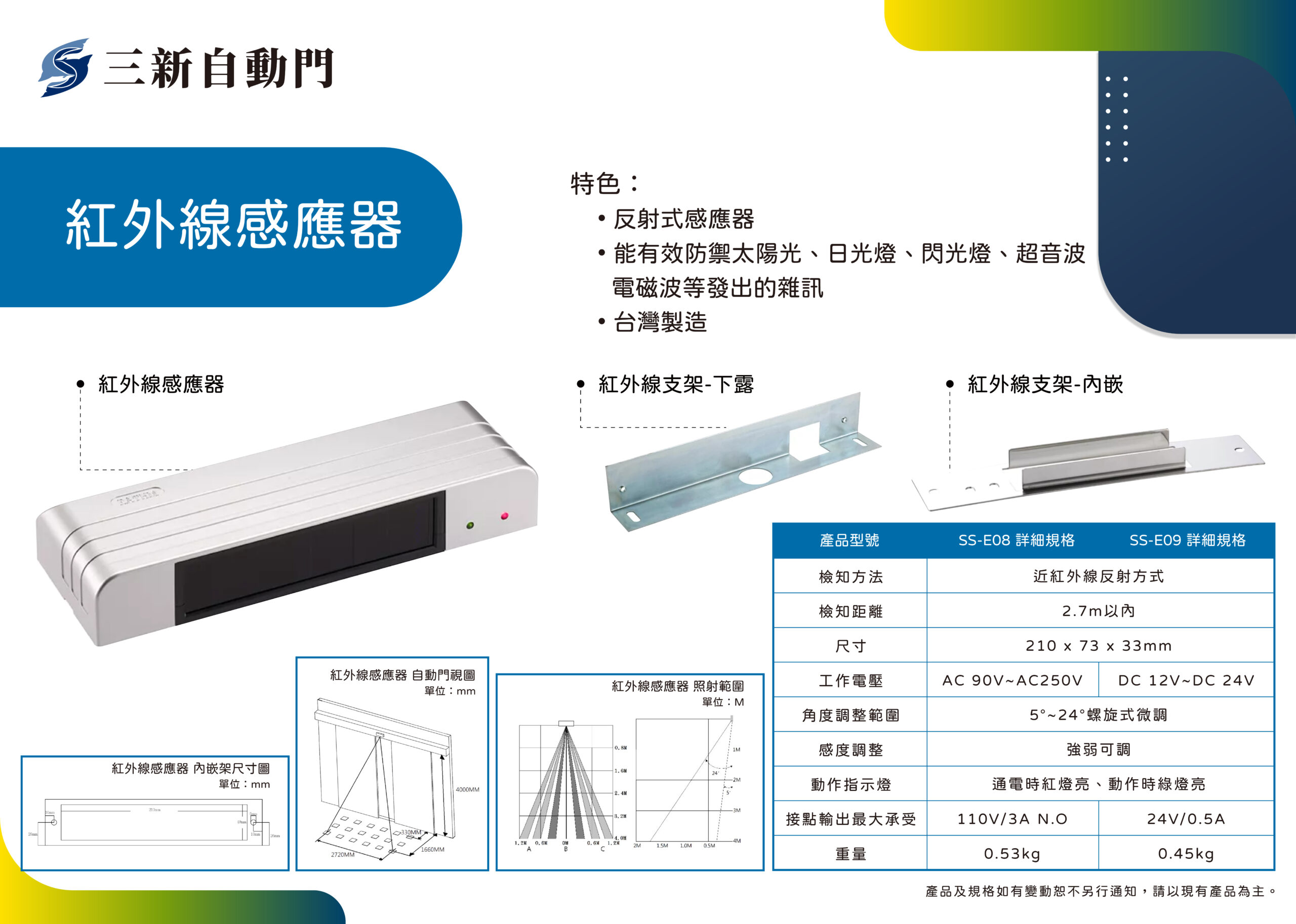 紅外線感應器24V(SS-E09)